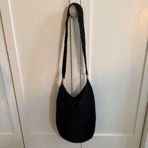 NWOT tightly crocheted black crossbody/shoulder bag